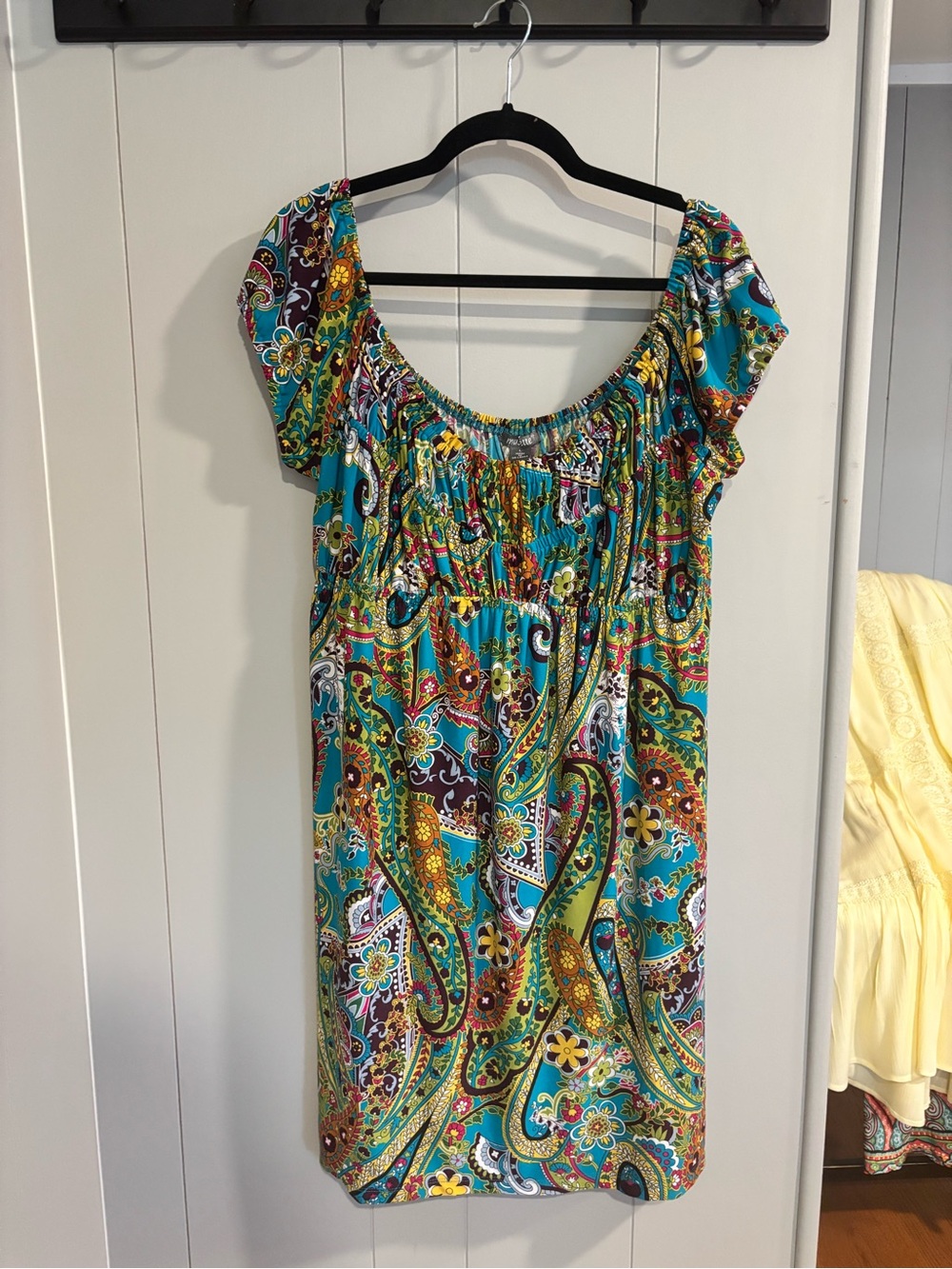 Muse Teal Multi-Color Paisley Short Sleeve Dress